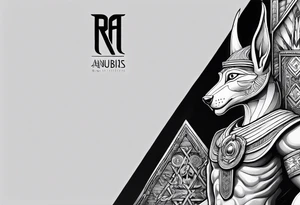 The war between Anubis  and ra tattoo sleeve design
Building and people tattoo idea