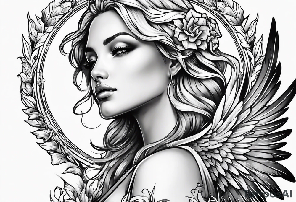 Angel in short clothes tattoo idea