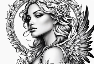 Angel in short clothes tattoo idea