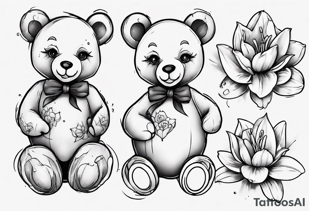 Lily teddy bear tattoo idea