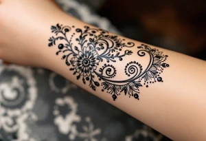 Indian style Henna tattoo for the inner wrist including word pain tattoo idea