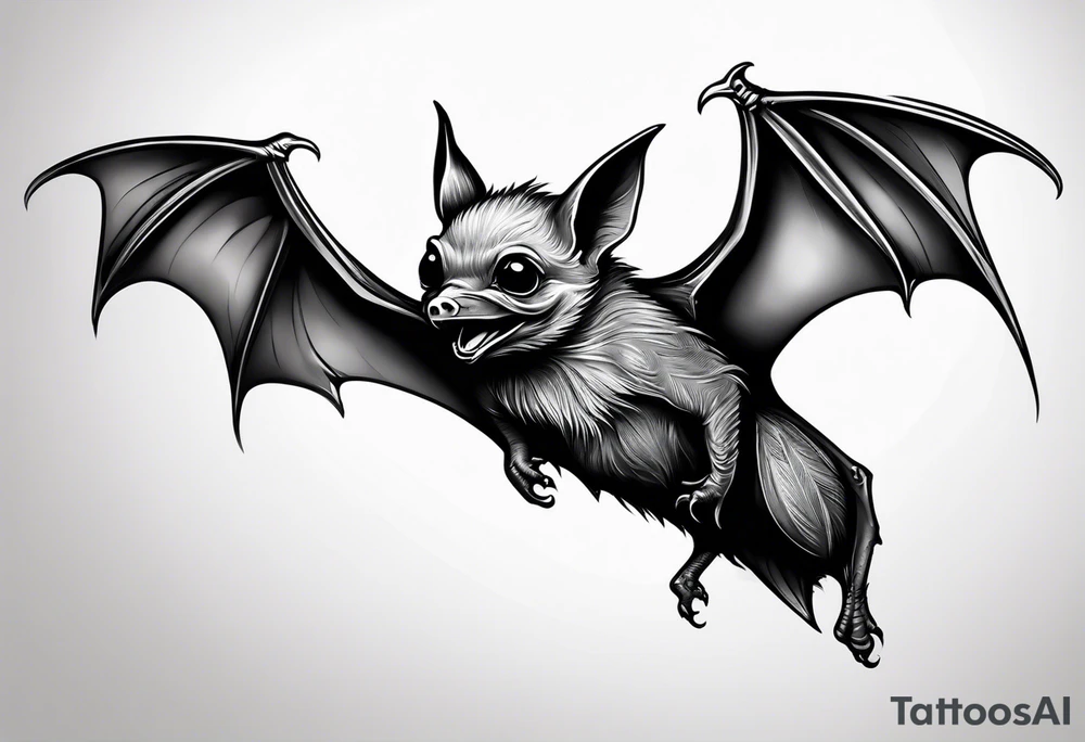 momma bat wrapped around baby bat tattoo idea