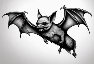 momma bat wrapped around baby bat tattoo idea