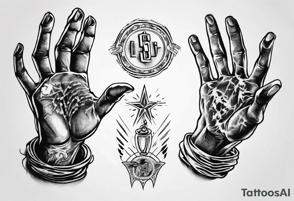 Hands of a praying man with money tattoo idea