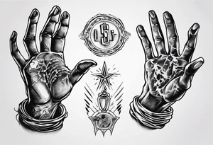Hands of a praying man with money tattoo idea