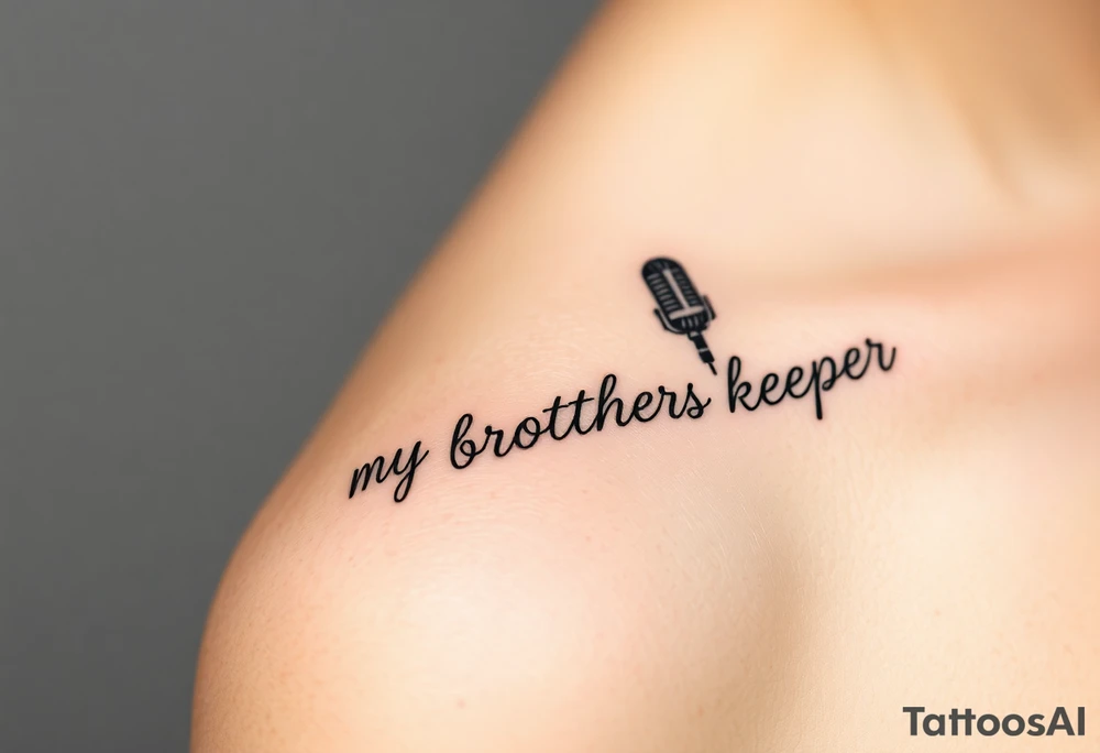 A microphone wire writing the words “My brothers keeper” tattoo idea