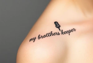 A microphone wire writing the words “My brothers keeper” tattoo idea