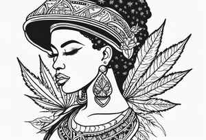 Black Goddess of marijuana tattoo idea
