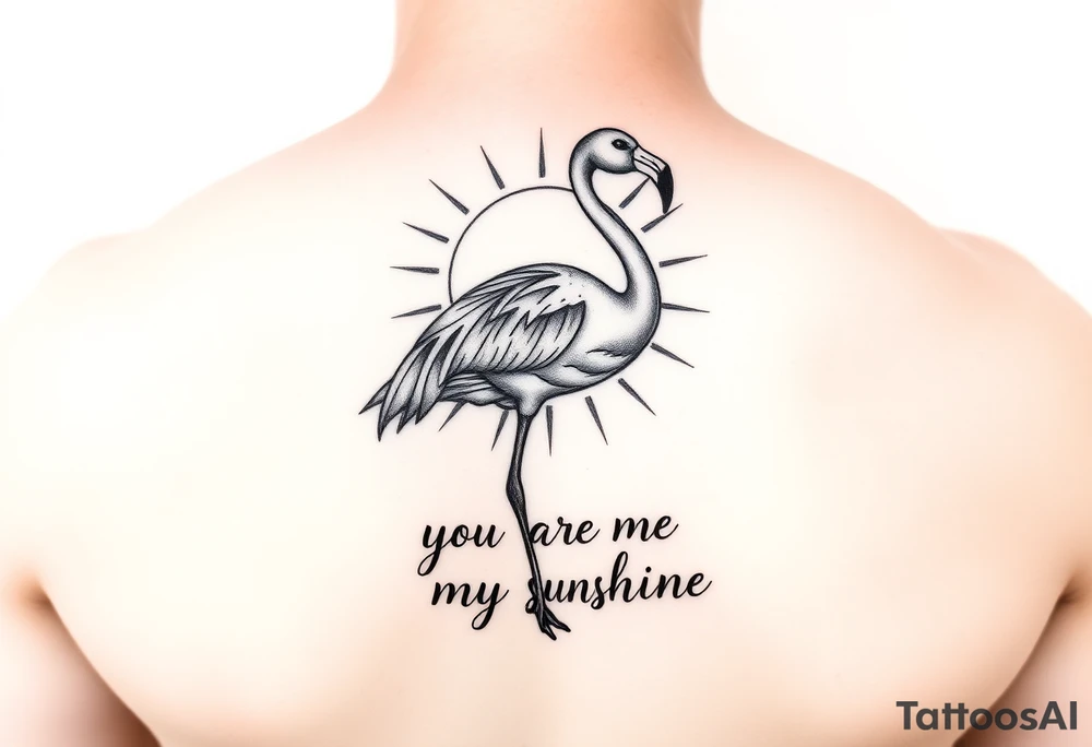 Flamingo with a sun and the saying you are my sunshine tattoo idea
