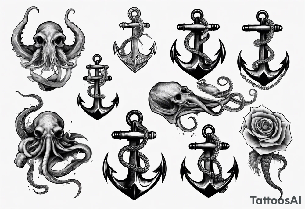 kraken wrapped around anchor tattoo idea