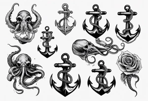 kraken wrapped around anchor tattoo idea