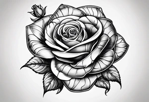 Snake wrapped around a rose stem tattoo idea