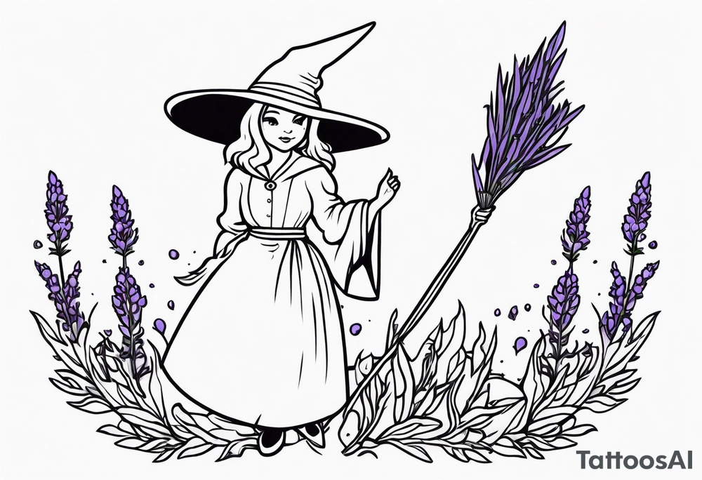 Lavender, witch, broom, tattoo idea