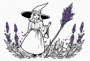 Lavender, witch, broom, tattoo idea
