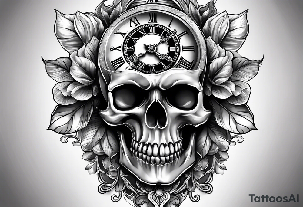 skull with pocket clock tattoo idea