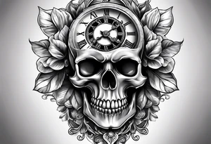 skull with pocket clock tattoo idea
