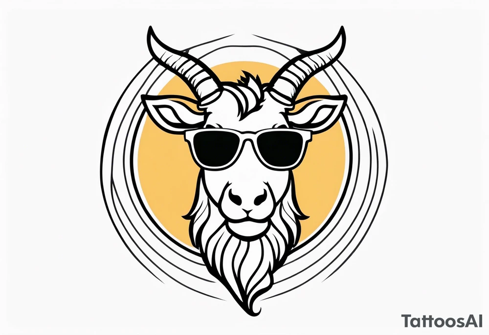 capricorn with beard and sunglasses tattoo idea