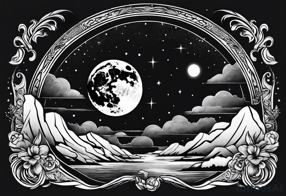 Full moon in sky tattoo idea