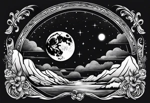 Full moon in sky tattoo idea