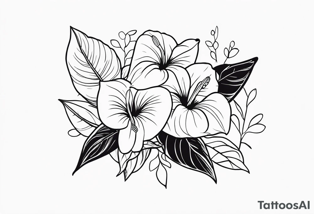 Bouquet d’oeillets et d’anthurium tattoo idea