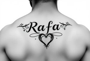 Name rafa with a heart under the boobs tattoo idea