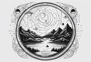 Outer space themed tattoo incorporating the quote, "Made for another world" tattoo idea