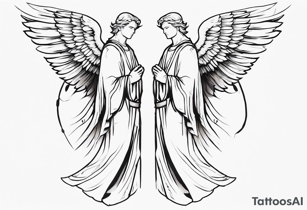 2 male guardian angels tattoo idea