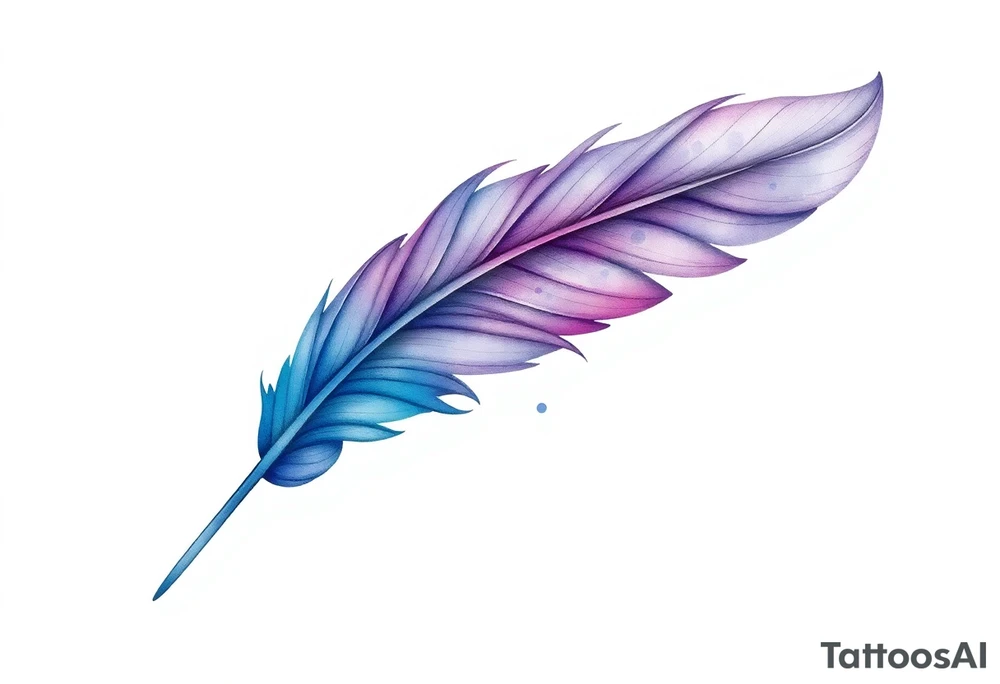Feather with blue and purple tattoo idea
