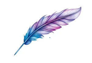 Feather with blue and purple tattoo idea