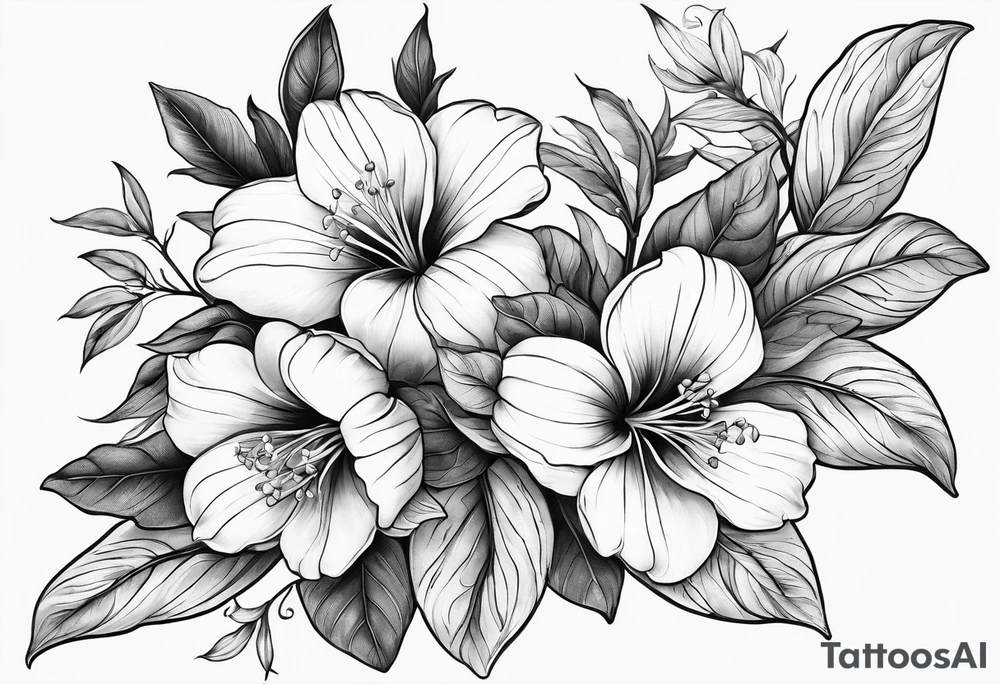 More leafs and stalk with little Platycodon grandiflorus flowers that goes around the arm tattoo idea