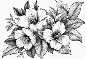 More leafs and stalk with little Platycodon grandiflorus flowers that goes around the arm tattoo idea