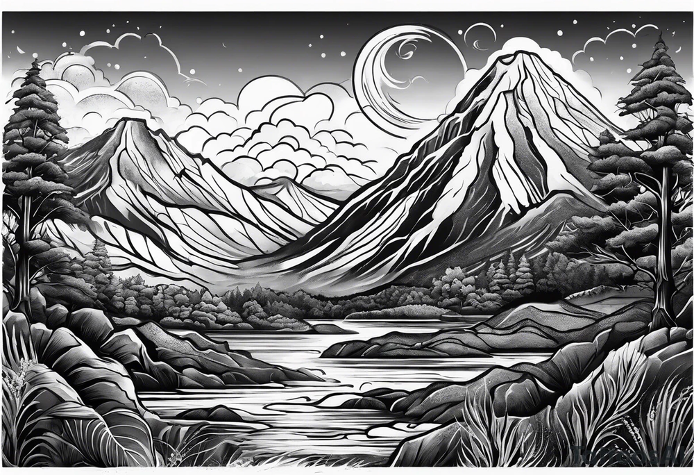 Volcan feu lave tattoo idea