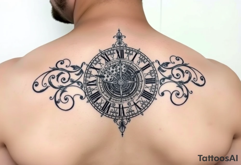 vintage roman numerals within ornate clockwork mechanism tattoo idea