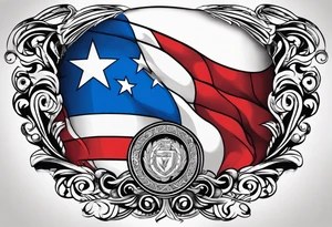 Tribal art holding the Puerto Rican, Virgin Islands and Trinidad flags tattoo idea