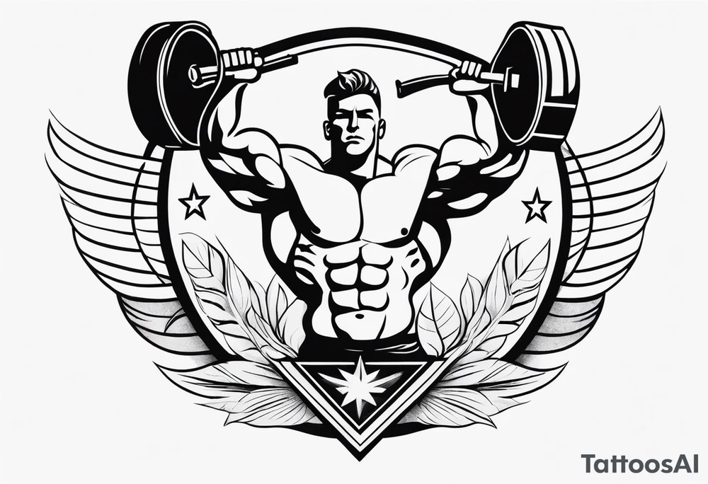 Simple design with elements linked to bodybuilding travel and freedom , no people tattoo idea