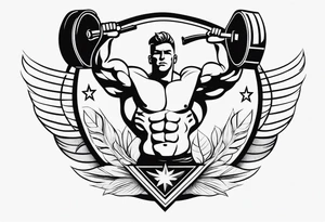 Simple design with elements linked to bodybuilding  travel and freedom , no people tattoo idea