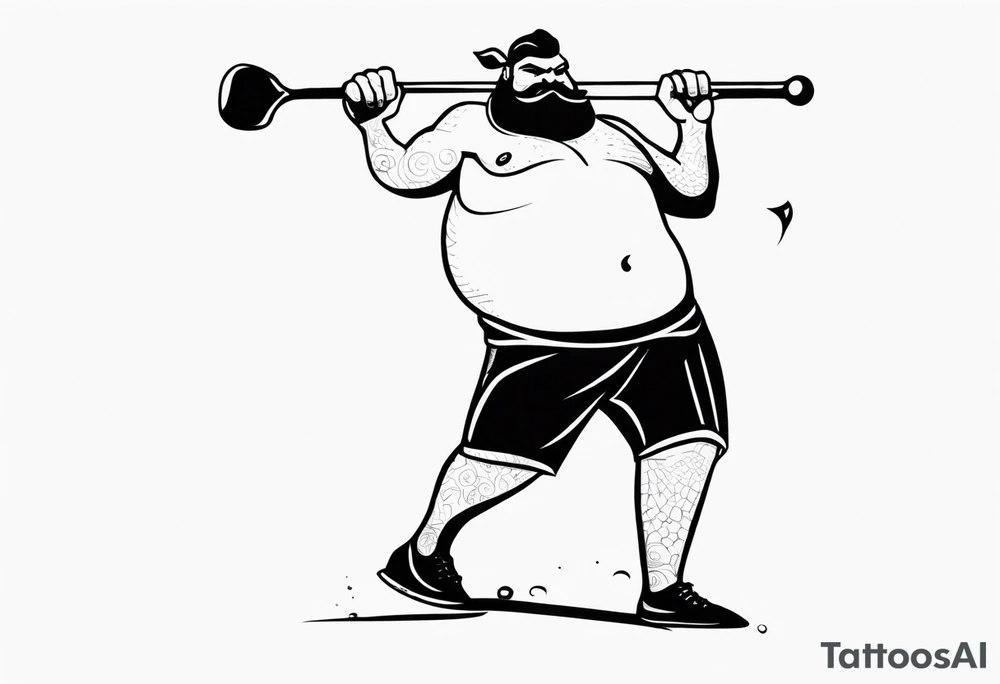 full body drawing of a giant holding a club tattoo idea
