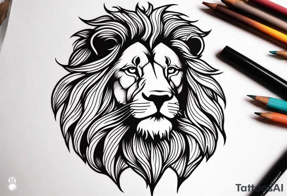 powerful majestic lion, close-up tattoo idea