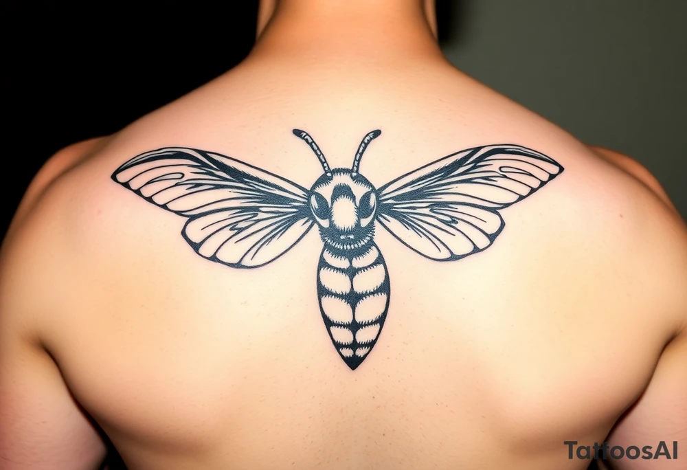 Angry hornet flying with arched body tattoo idea