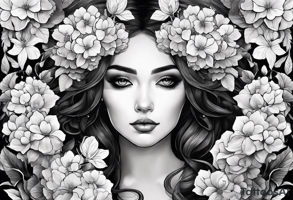 Heavy is the head, macabre,hydrangeas tattoo idea