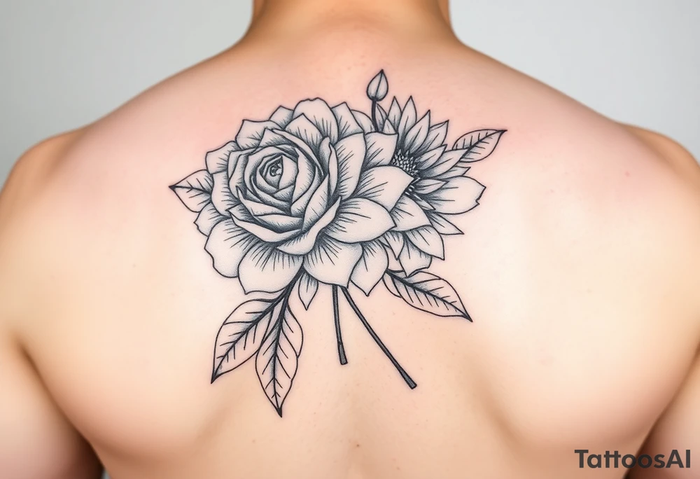 Rose and Chrysanthemum tattoo tattoo idea