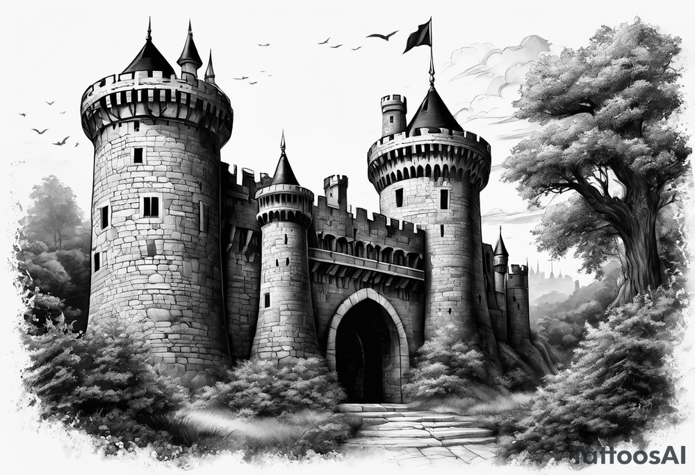 Castles, mid evil, war, weapons, warriors tattoo idea