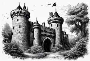 Castles, mid evil, war, weapons, warriors tattoo idea