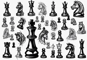 king chess with lots of cracks tattoo idea