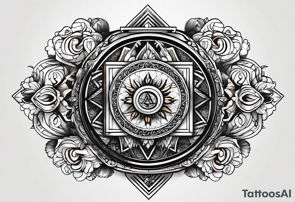 free masonry symbol , rectangle tattoo idea