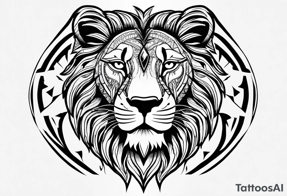 African continent shape with a detailed roaring lion face filling the inside tattoo idea