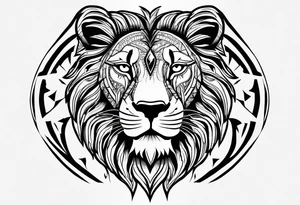 African continent shape with a detailed roaring lion face filling the inside tattoo idea