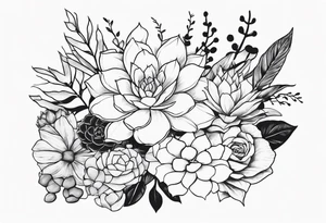 Western floral and succulent forearm sleeve tattoo idea