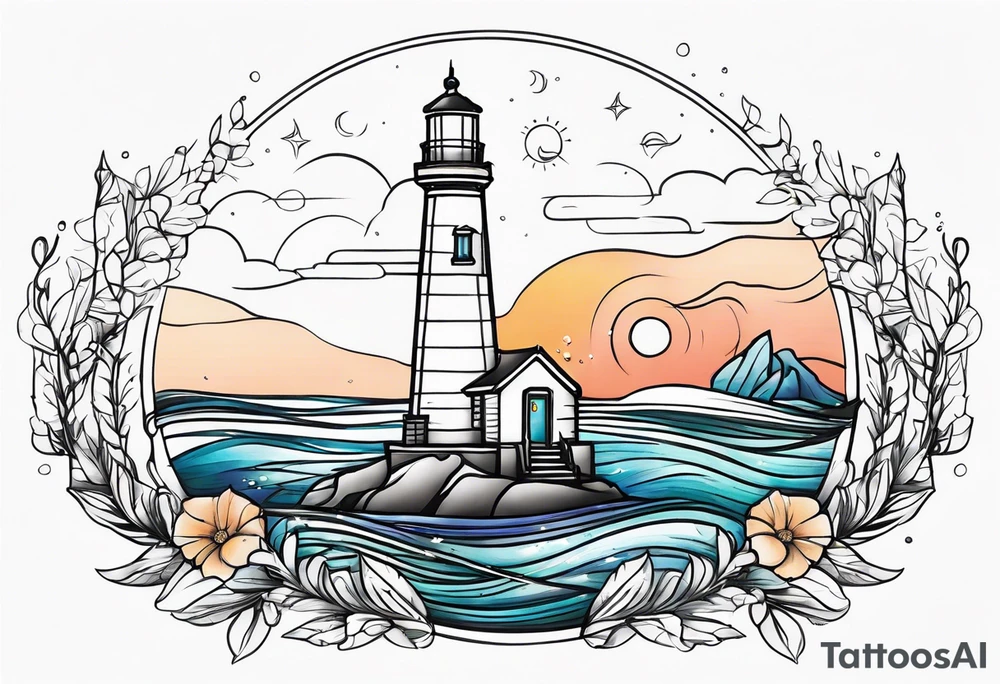 lighthouse fine line tattoo idea