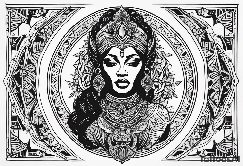 Black Goddess of sativa tattoo idea